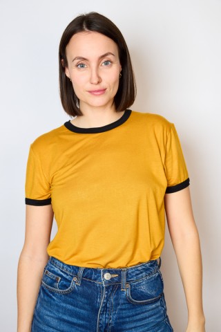 Camiseta SusiSweetdress ocre con bordes negross - Ropa mujer SusiSweetdress