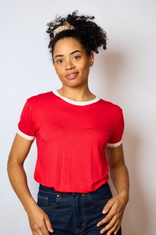 Camiseta SusiSweetdress roja con bordes blancos - Ropa mujer SusiSweetdress