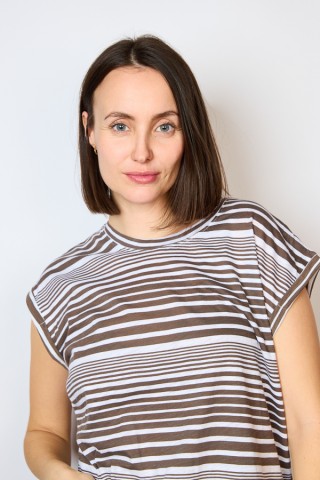 Camiseta SusiSweetdress blanca a rayas marrones- Ropa mujer SusiSweetdress