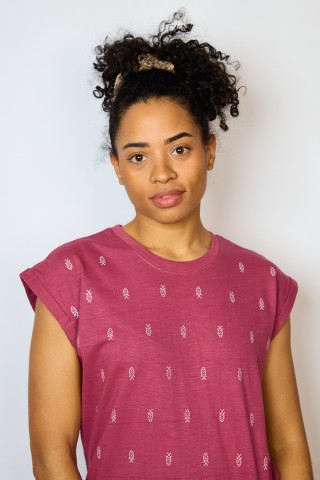 Camiseta SusiSweetdress rosa viejo con estampado pez- Ropa mujer SusiSweetdress