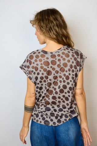 Camiseta SusiSweetdress gris con círculos negros- Ropa mujer SusiSweetdress