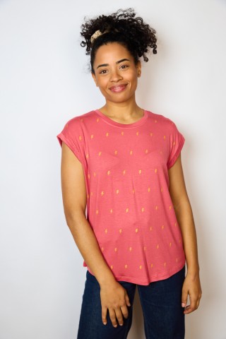 Camiseta SusiSweetdress rosa con rayos dorados- Ropa mujer SusiSweetdress