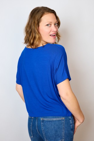 Camiseta básica SusiSweetdress azul eléctrico ancha con bolsillo - Ropa mujer SusiSweetdress