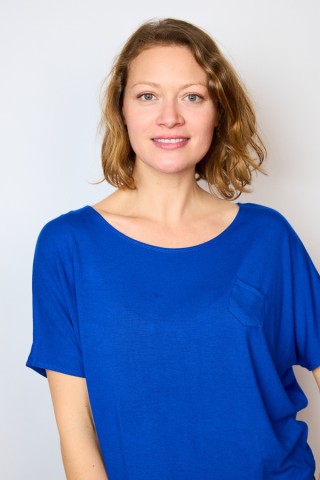 Camiseta básica SusiSweetdress azul eléctrico ancha con bolsillo - Ropa mujer SusiSweetdress