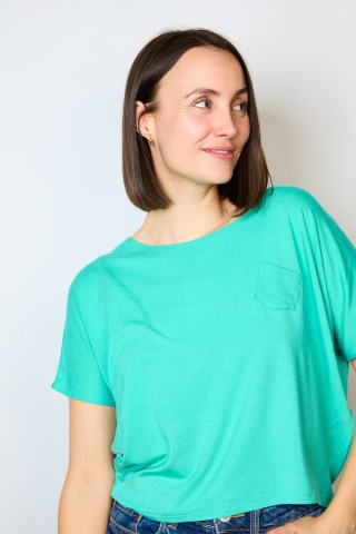 Camiseta básica SusiSweetdress verde ancha con bolsillo- Ropa mujer SusiSweetdress