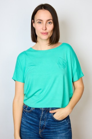 Camiseta básica SusiSweetdress verde ancha con bolsillo- Ropa mujer SusiSweetdress