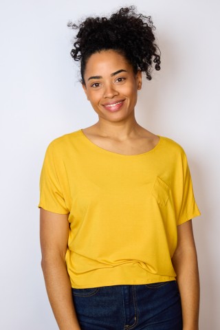 Camiseta básica SusiSweetdress amarilla ancha con bolsillo - Ropa mujer SusiSweetdress