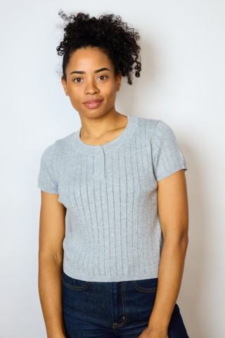 Camiseta básica SusiSweetdress gris con botones- Ropa mujer SusiSweetdress