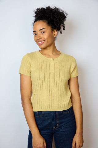 Camiseta básica SusiSweetdress mostaza con botones- Ropa mujer SusiSweetdress