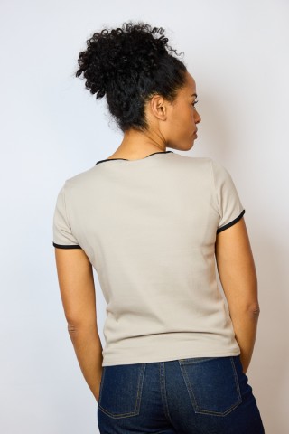 Camiseta básica SusiSweetdress gris con bordes negros- Ropa mujer SusiSweetdress