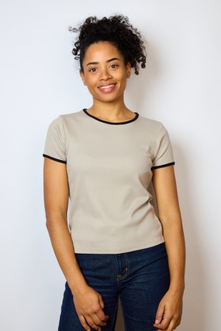 Camiseta básica SusiSweetdress gris con bordes negros- Ropa mujer SusiSweetdress