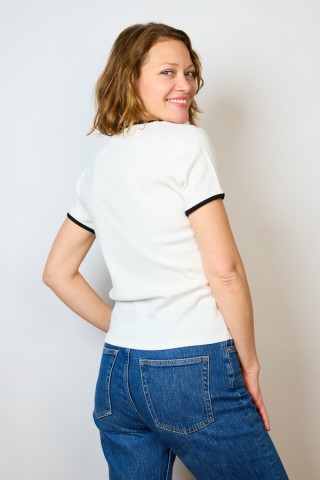 Camiseta básica SusiSweetdress blanca con bordes negros- Ropa mujer SusiSweetdress