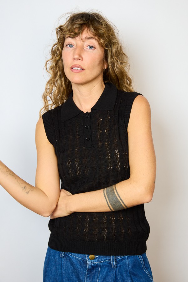 Camiseta básica SusiSweetdress negra polo- Ropa mujer SusiSweetdress