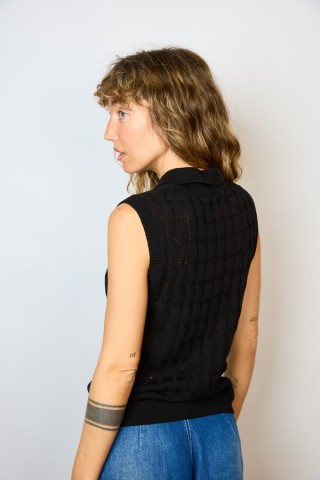 Camiseta básica SusiSweetdress negra polo- Ropa mujer SusiSweetdress