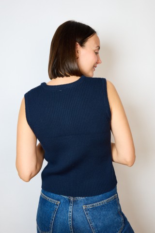 Camiseta básica SusiSweetdress azul marino botones- Ropa mujer SusiSweetdress