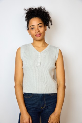 Camiseta básica SusiSweetdress gris perla botones- Ropa mujer SusiSweetdress