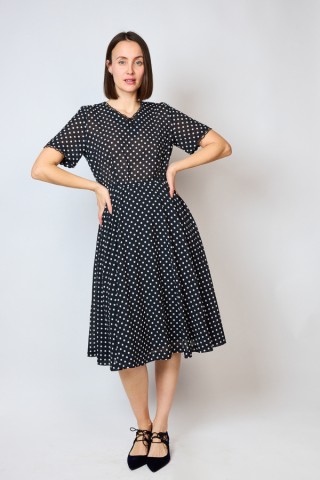 Vestido vintage negro con topos blancos - Ropa mujer vintage SusiSweetdress