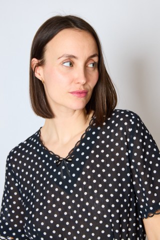 Vestido vintage negro con topos blancos - Ropa mujer vintage SusiSweetdress