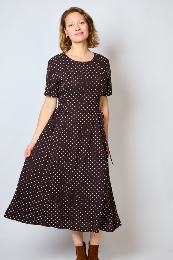 Vestido vintage marrón con topitos - Ropa mujer vintage SusiSweetdress