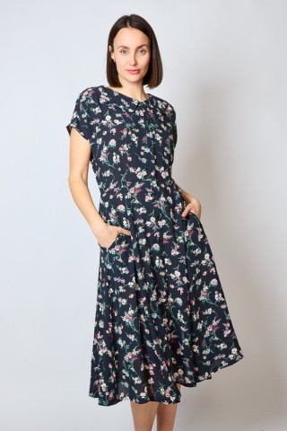 Vestido vintage negro con flores rosas - Ropa mujer vintage SusiSweetdress