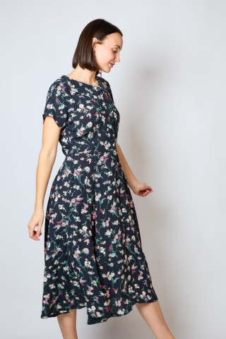 Vestido vintage negro con flores rosas - Ropa mujer vintage SusiSweetdress