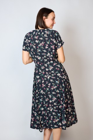 Vestido vintage negro con flores rosas - Ropa mujer vintage SusiSweetdress