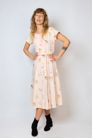Vestido vintage rosa claro con flores - Ropa mujer vintage SusiSweetdress