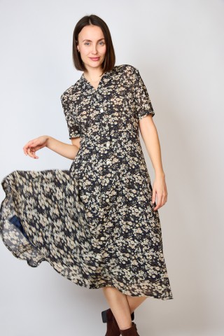 Vestido vintage negro con flores blancas - Ropa mujer vintage SusiSweetdress