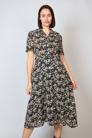 Vestido vintage negro con flores blancas - Ropa mujer vintage SusiSweetdress