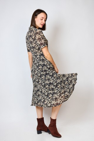 Vestido vintage negro con flores blancas - Ropa mujer vintage SusiSweetdress