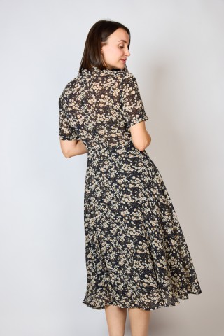 Vestido vintage negro con flores blancas - Ropa mujer vintage SusiSweetdress
