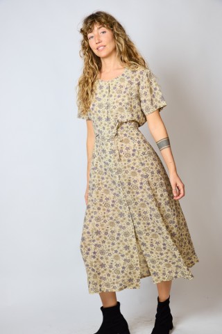 Vestido vintage champagne con flores - Ropa mujer vintage SusiSweetdress