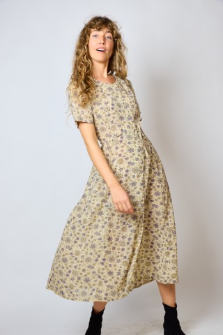 Vestido vintage champagne con flores - Ropa mujer vintage SusiSweetdress