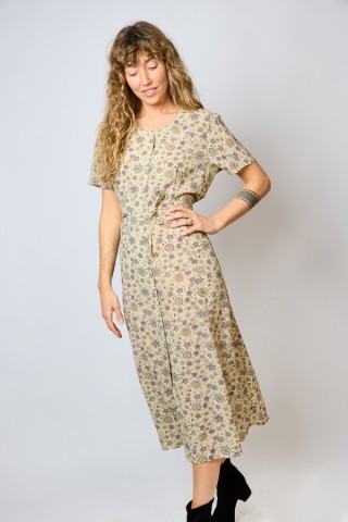 Vestido vintage champagne con flores - Ropa mujer vintage SusiSweetdress