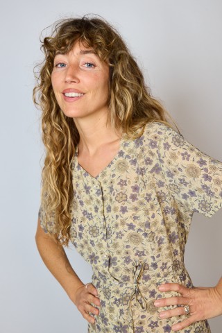 Vestido vintage champagne con flores - Ropa mujer vintage SusiSweetdress