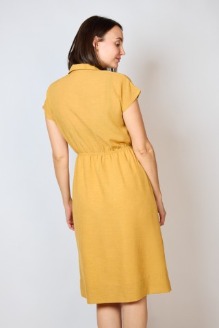 Vestido vintage ocre raya blanca - Ropa mujer vintage SusiSweetdress