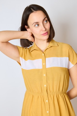 Vestido vintage ocre raya blanca - Ropa mujer vintage SusiSweetdress