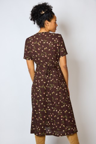 Vestido vintage marrón con flores - Ropa mujer vintage SusiSweetdress