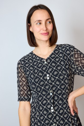 Vestido vintage negro con flores - Ropa mujer vintage SusiSweetdress