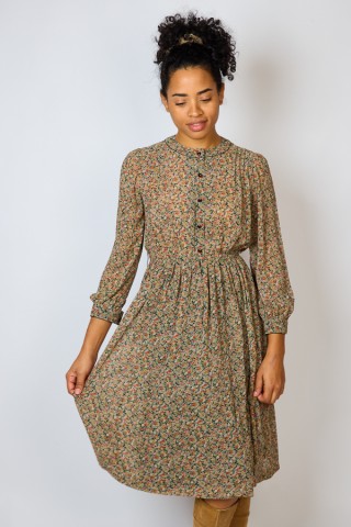 Vestido vintage negro estampado floreado - Ropa mujer vintage SusiSweetdress