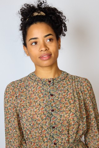 Vestido vintage negro estampado floreado - Ropa mujer vintage SusiSweetdress
