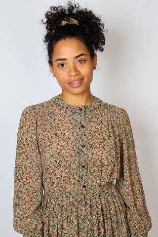 Vestido vintage negro estampado floreado - Ropa mujer vintage SusiSweetdress