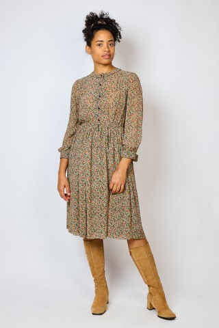 Vestido vintage negro estampado floreado - Ropa mujer vintage SusiSweetdress