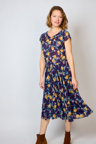 Vestido vintage violeta con flores - Ropa mujer vintage SusiSweetdress