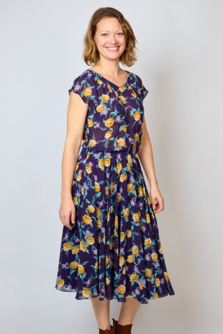 Vestido vintage violeta con flores - Ropa mujer vintage SusiSweetdress