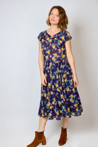 Vestido vintage violeta con flores - Ropa mujer vintage SusiSweetdress