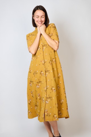 Vestido vintage mostaza con flores - Ropa mujer vintage SusiSweetdress