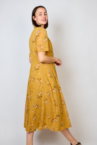 Vestido vintage mostaza con flores - Ropa mujer vintage SusiSweetdress