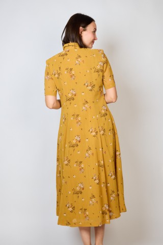 Vestido vintage mostaza con flores - Ropa mujer vintage SusiSweetdress