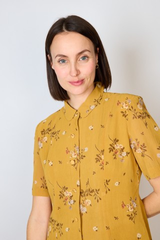 Vestido vintage mostaza con flores - Ropa mujer vintage SusiSweetdress